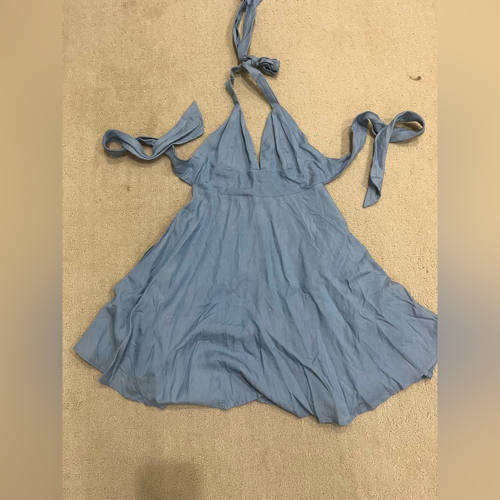 Lulus Chambray Tie Back Dress - Picture 3 of 4